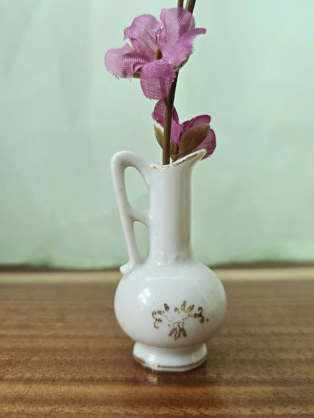 Vintage Occupied Japan Porcelain Miniature Pitcher Ewer Floral Pattern